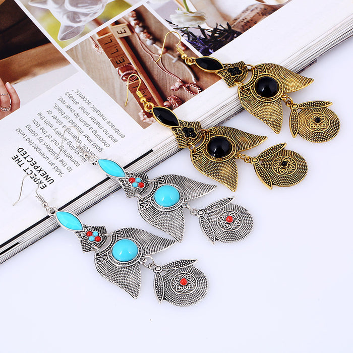 Wholesale earrings alloy resin rice beads retro ethnic style MQO≥2 JDC-ES-zhuoq003