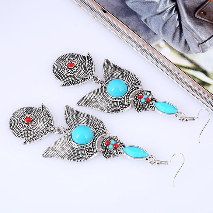 Wholesale earrings alloy resin rice beads retro ethnic style MQO≥2 JDC-ES-zhuoq003
