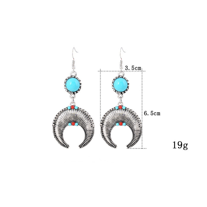 Wholesale earrings alloy moon curved inlaid rice beads MQO≥2 JDC-ES-zhuoq011