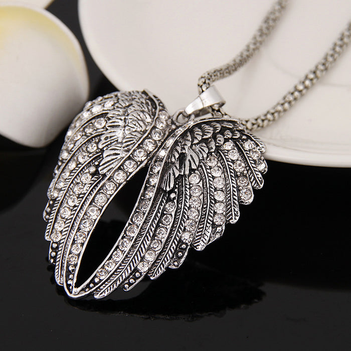 Wholesale Alloy Diamond Heart Wings Necklace MOQ≥3 JDC-NE-YouH014