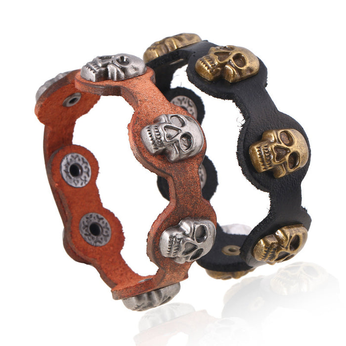 Wholesale Bracelet Leather Skull Men's Rivet Bracelet JDC-BT-ShuoQ010