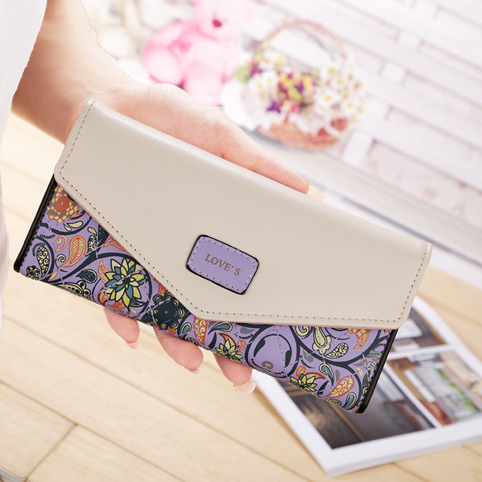 Seartanista de lingge floral Pequeño Color de contraste de la billetera de la billetera de damas JDC-WT-Chengpi006