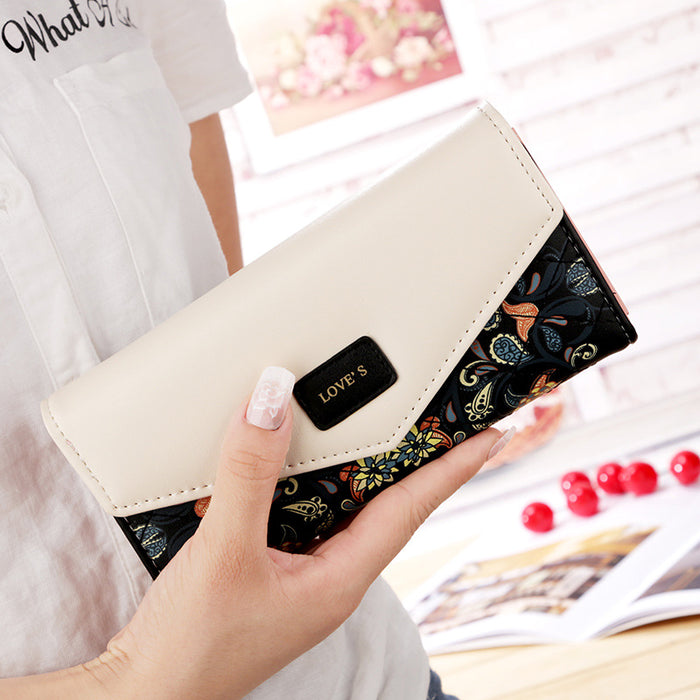 Seartanista de lingge floral Pequeño Color de contraste de la billetera de la billetera de damas JDC-WT-Chengpi006