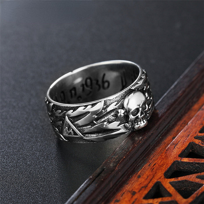 Wholesale Punk Skull Titanium Steel Couple Ring JDC-RS-ZeX006