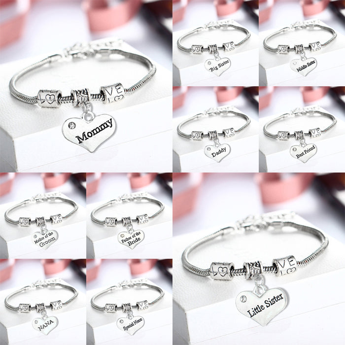 Wholesale Heart Diamond Lettering Family Bracelet JDC-BT-RuiQ001
