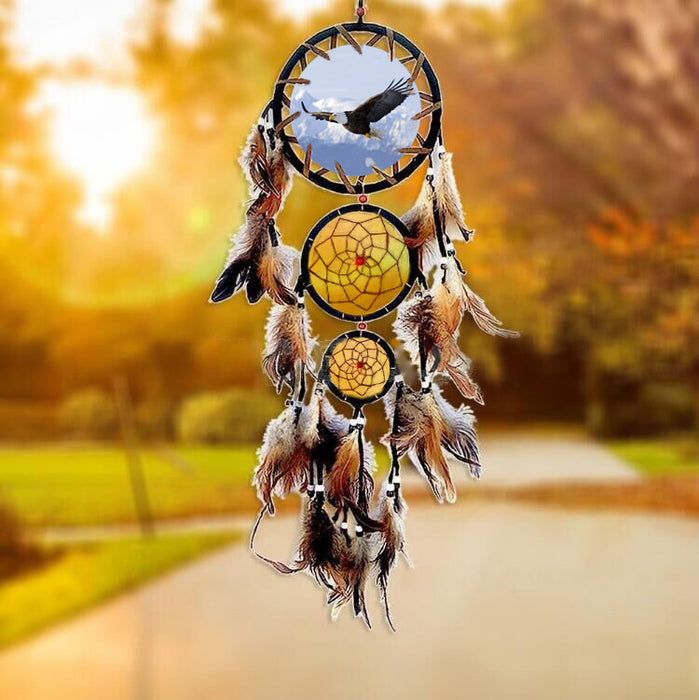 Jewelry WholesaleWholesale Indian Feather ABS Circle Wolf Totem Oil Painting Dreamcatcher MOQ≥2 JDC-DC-MengS015 Dreamcatcher 萌颂 %variant_option1% %variant_option2% %variant_option3%  Factory Price JoyasDeChina Joyas De China