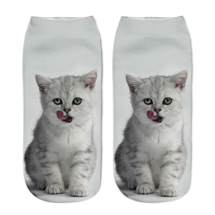 Wholesale cartoon three-dimensional socks animal cat 3D printing MOQ≥12 JDC-SK-BaoS001