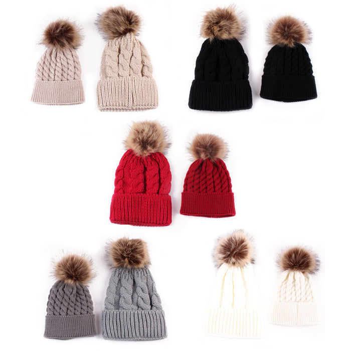 Wholesale Hat Cotton Striped Autumn and Winter Parent-child Knitted Hat MOQ≥2 JDC-FH-MY006