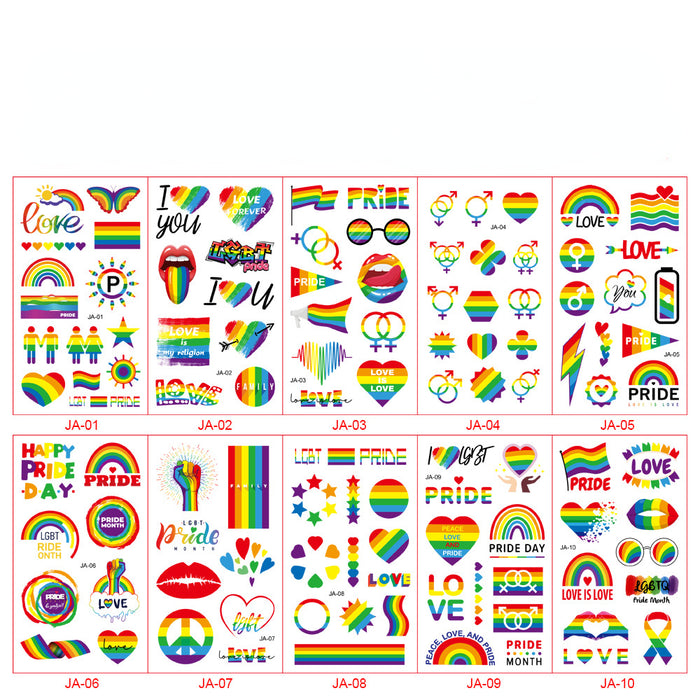 Wholesale LBGT Pride Day Rainbow Love Couple Tattoo Stickers 10pcs/set JDC-ST-ZeSheng001