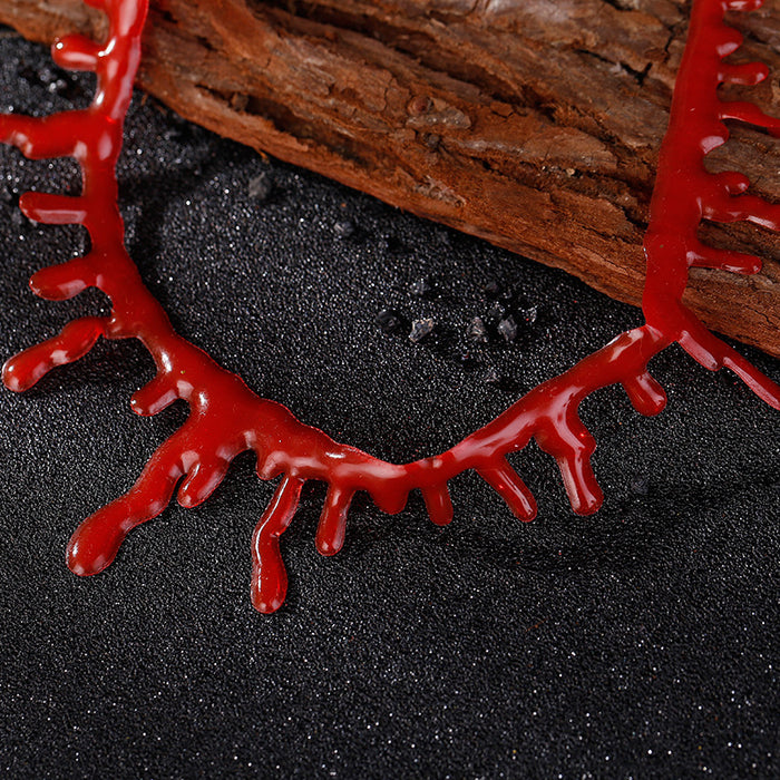 Wholesale Necklace Halloween Creative Bloody Cut Bloodstained Red Simulation Belly Bleeding Collar JDC-NE-MYL001
