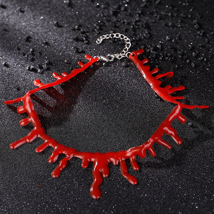 Wholesale Necklace Halloween Creative Bloody Cut Bloodstained Red Simulation Belly Bleeding Collar JDC-NE-MYL001