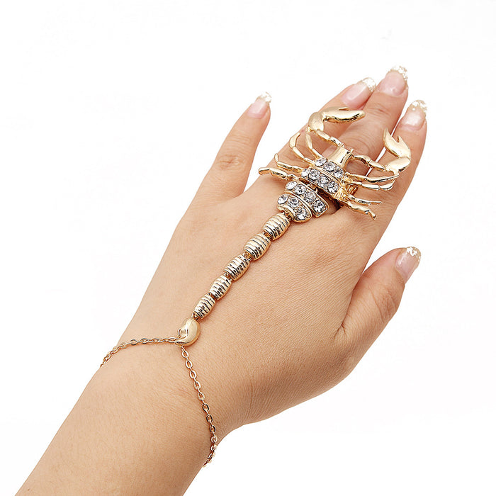 Wholesale Personalized Alloy Diamond Scorpion Bracelet Bracelet Ring One Piece JDC-BT-LingX002