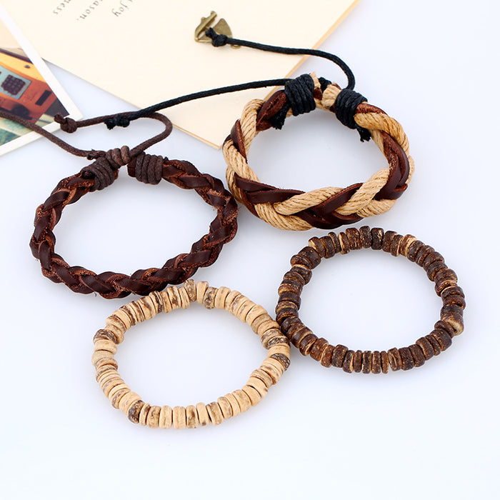 Wholesale first layer cowhide braided bracelet vintage handmade JDC-BT-PK019