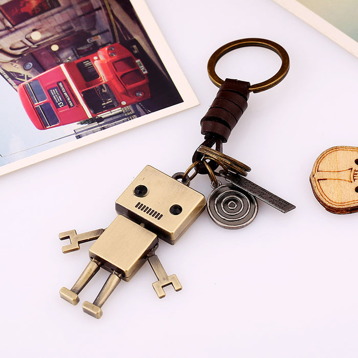 Wholesale Keychain Alloy Robot Leather Braided Pendant JDC-KC-PK018