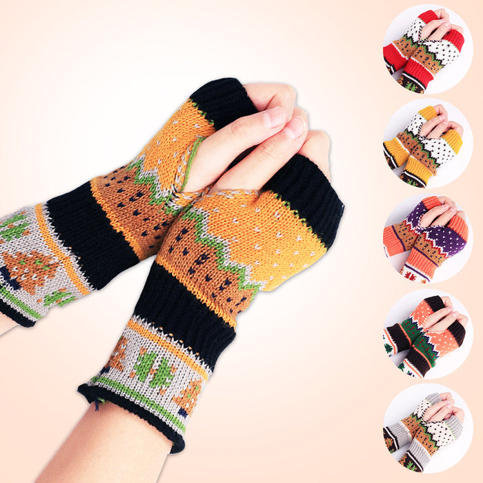 Wholesale Gloves Christmas Tree Thickened Wool Fingerless Fingerless Knitting MOQ2≥2 JDC-GS-XQ002