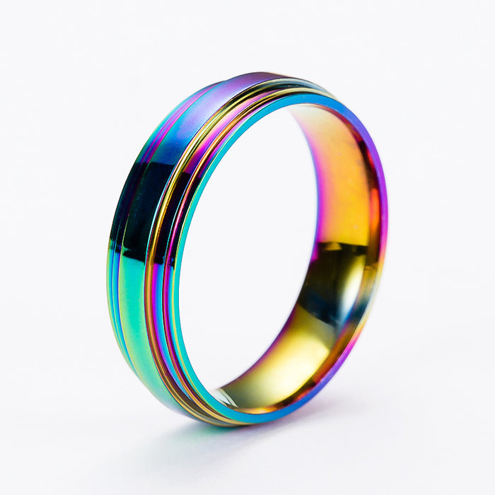 Wholesale Rings Stainless Steel Colorful Glare Rainbow MOQ≥2 JDC-RS-HuH003