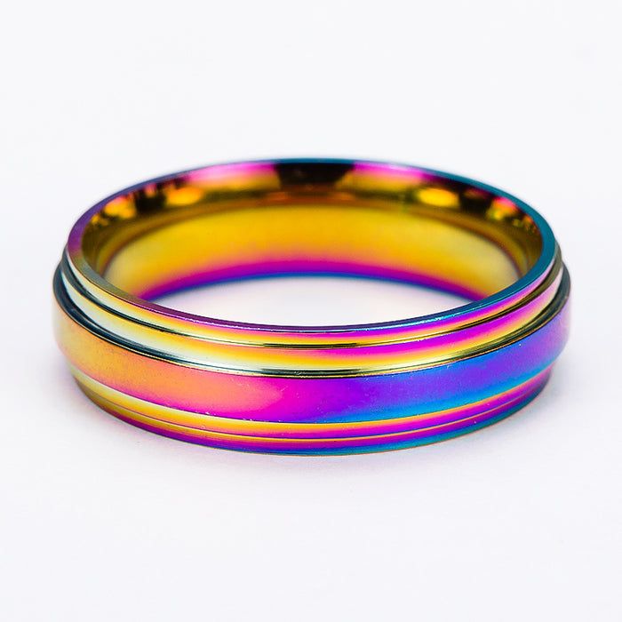 Anillos al por mayor de acero inoxidable Colorido Rainbow MOQ≥2 JDC-RS-HUH003