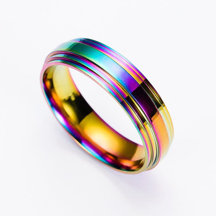 Anillos al por mayor de acero inoxidable Colorido Rainbow MOQ≥2 JDC-RS-HUH003