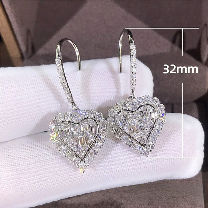 Wholesale Zircon Heart Shaped Copper Earrings MOQ≥2 JDC-ES-Caos023