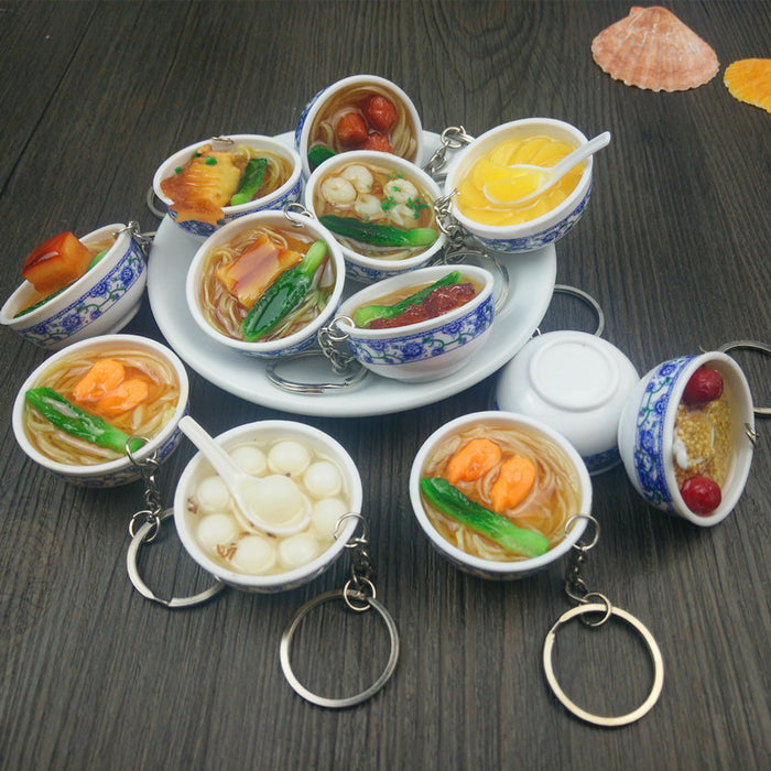 Wholesale Keychains plastic  PVC simulates a 4cm bowl model of food JDC-KC-LeO016