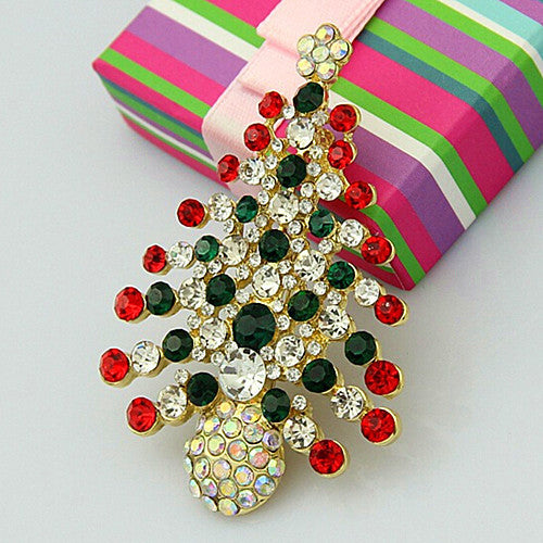 Wholesale Brooch Alloy Full Diamond Inlaid Color Christmas Tree JDC-BC-ZhuiX004