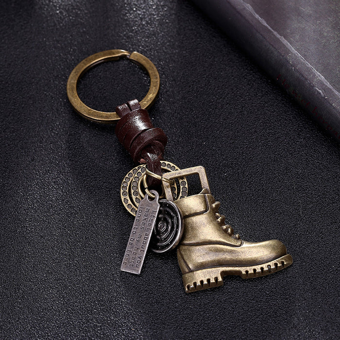 Wholesale Keychains First Layer Leather Alloy Martin Boots JDC-KC-KJ003