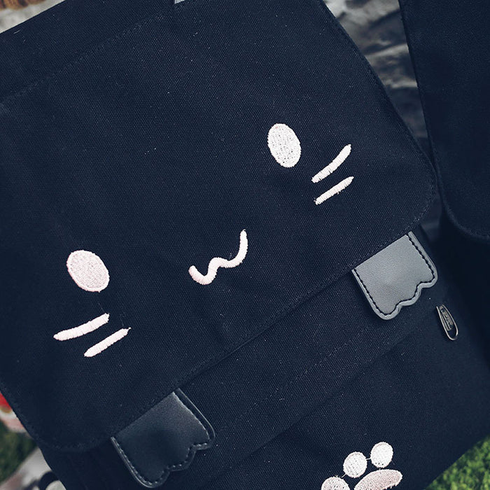 Wholesale Backpack Canvas Cute Stereo Cat Large Capacity JDC-BP-Hanc004