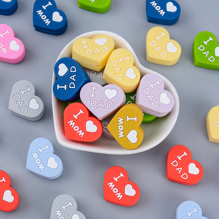 Wholesale 20PCS Mother's Day Silicone Heart 25mm X 20mm Beads JDC-BDS-BX011