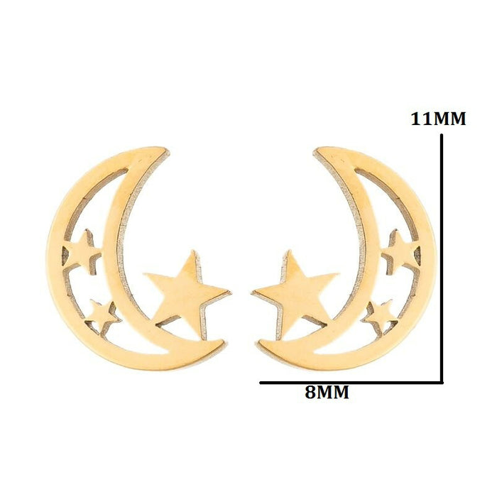 Wholesale Stainless Steel Pentagram Moon Earrings JDC-ES-SS029