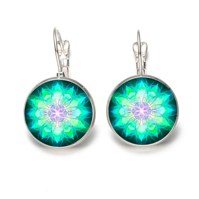 Wholesale mandala flower time gemstone earrings JDC-ES-Songx024