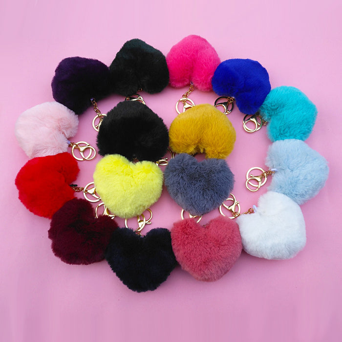 Jewelry WholesaleWholesale imitation rabbit hair love key chain MOQ ≥ 10 JDC-KC-YZ009 Keychains 永泽 %variant_option1% %variant_option2% %variant_option3%  Factory Price JoyasDeChina Joyas De China