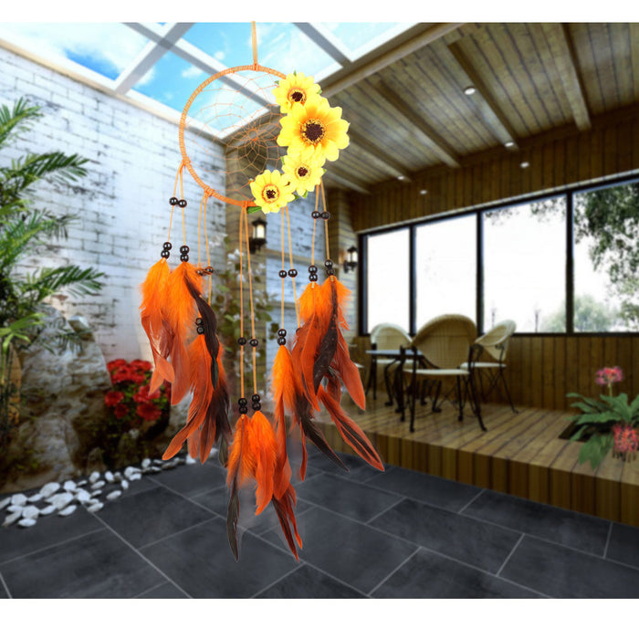 Wholesale Pastoral Dreamcatcher Sun Flower Orange Interior Decoration JDC-DC-MengS028