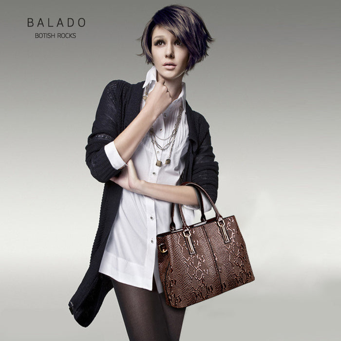 Wholesale handbag PU patent leather snake pattern JDC-HB-Baladu003
