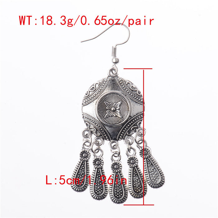 Wholesale earrings alloy palace classical flower tassel MOQ≥2 JDC-ES-DuoW010