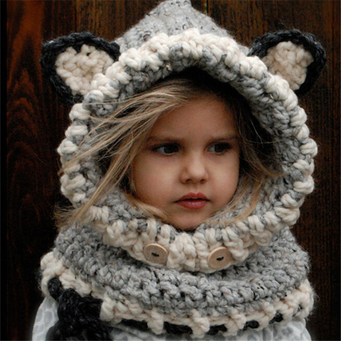 Wholesale Hat Acrylic Cute Rabbit Fox Scarf Hooded MOQ≥2 JDC-FH-YHu001
