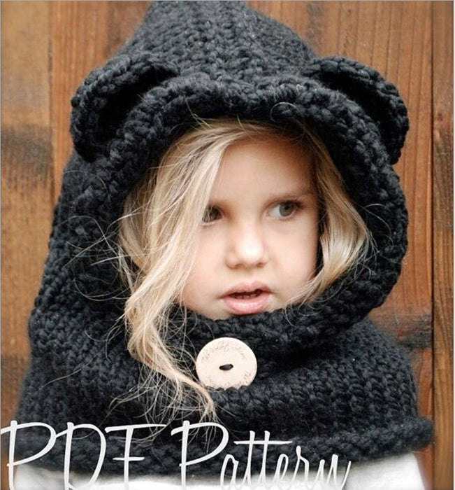 Wholesale Hat Acrylic Cute Bear Warm Scarf Hooded MOQ≥2 JDC-FH-YHu002
