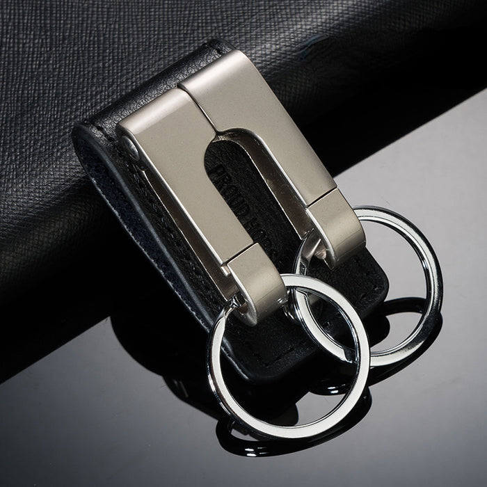 Wholesale Keychains Zinc Alloy Carbon Steel Men's Business Belt Double Ring MOQ≥2 JDC-KC-DHT001