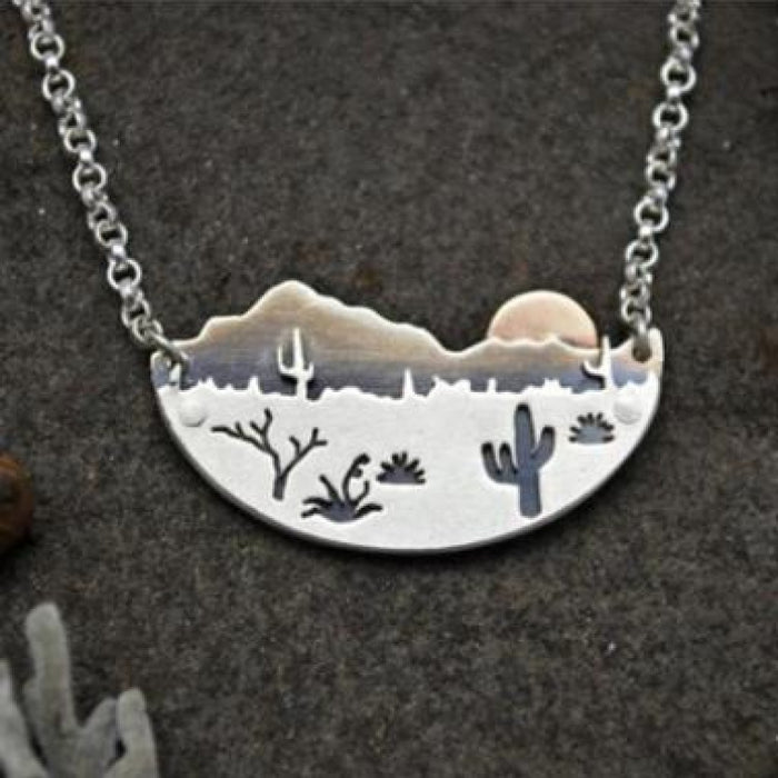 Wholesale Desert Sun Necklace Silver Arizona MOQ≥2 JDC-NE-Fhong007