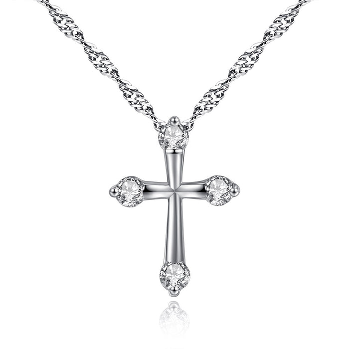 Wholesale necklace zircon cross item oval zircon inlay JDC-NE-MiMeng035