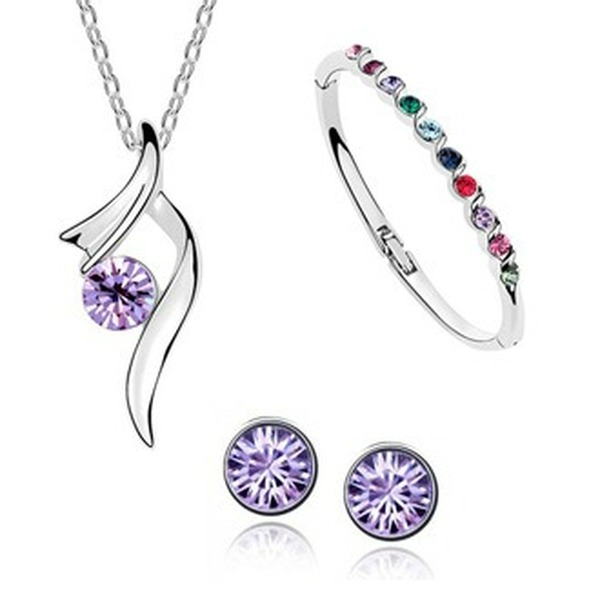 Wholesale Crystal Rhinestone Alloy Necklace Bracelet Earring Set JDC-ES-Yaqian002