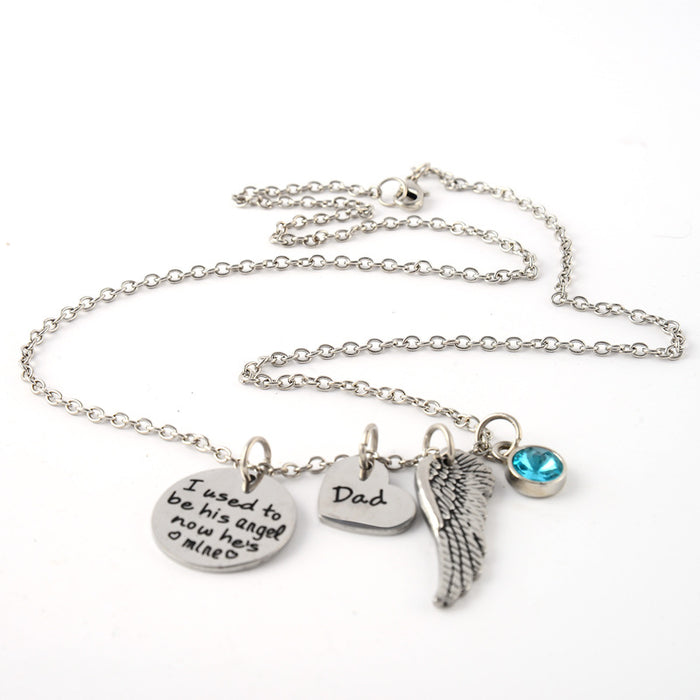 Wholesale Titanium Steel Dad Wings Love Father's Day Gift Necklace MOQ≥3 JDC-NE-LFDN001