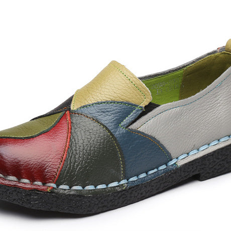 Wholesale ethnic style plus size women's shoes colorblock retro flat soft sole shoes JDC-SD-WoL004
