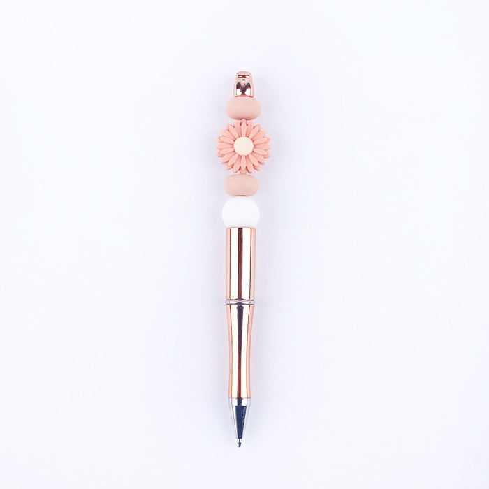 Wholesale Beadable Pens Handmade Daisy Silicone Beaded Ballpoint Pen JDC-BP-GuangTian003