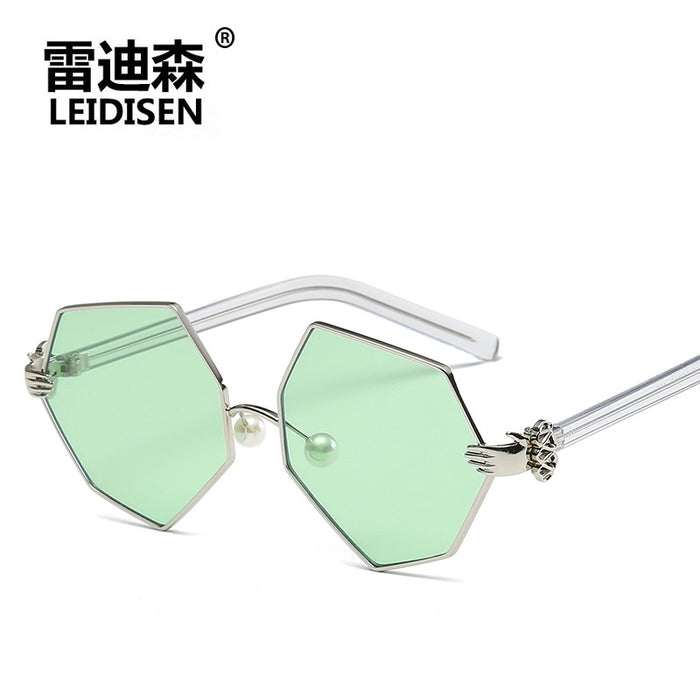 Wholesale Palm Pearl Nose Pad Octagonal Polygon Irregular Polarized Sunglasses JDC-SG-GaoD011