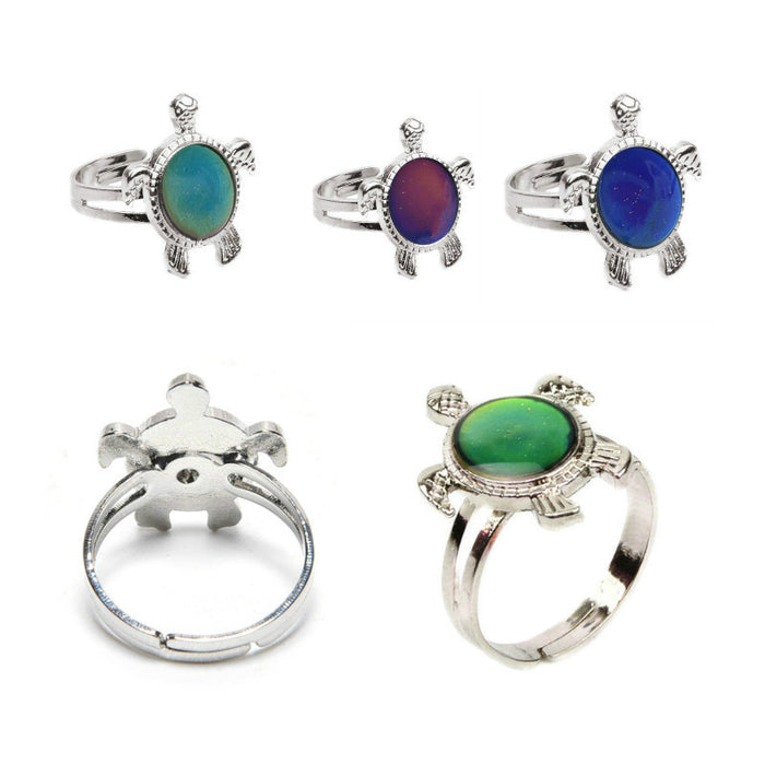 Wholesale metal personality color changing ring color changing little turtle JDC-RS-Huabin002