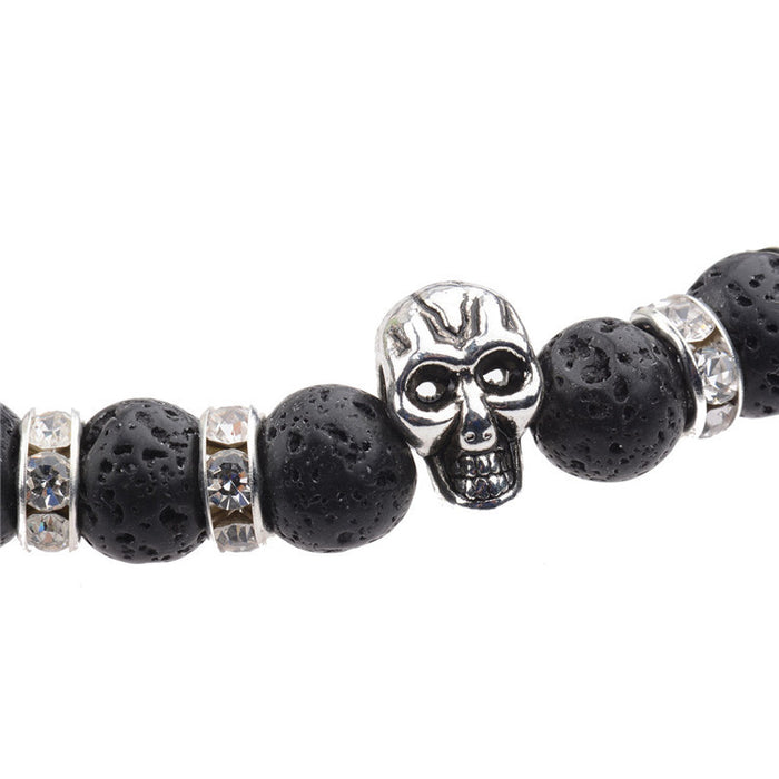 Wholesale Skull Buddha Beads Energy Volcanic Stone Jewelry Bracelet JDC-BT-DuoW008
