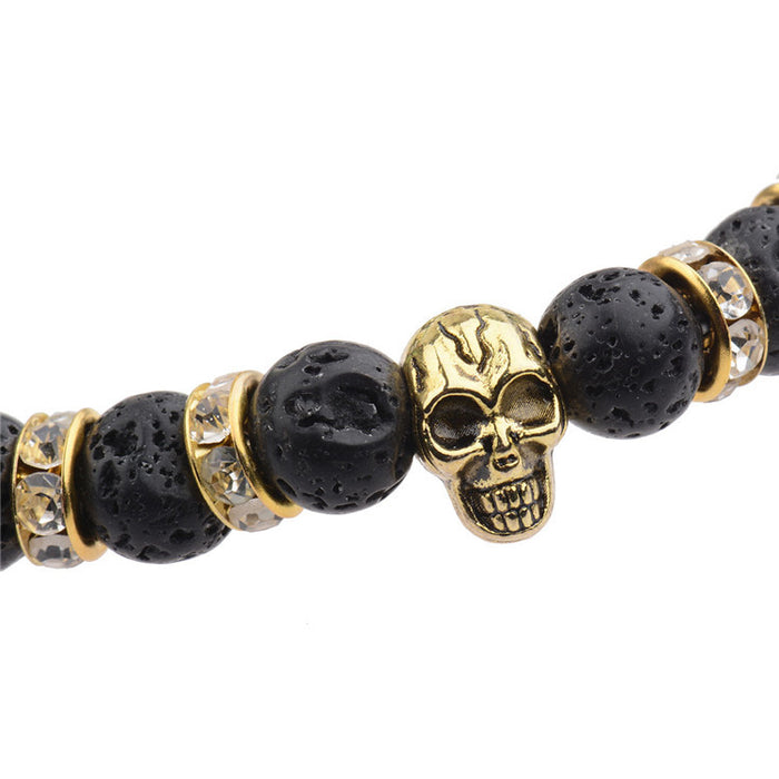 Wholesale Skull Buddha Beads Energy Volcanic Stone Jewelry Bracelet JDC-BT-DuoW008