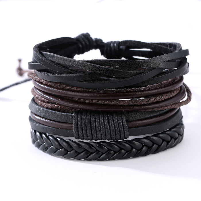 Wholesale Bracelet Leather Multilayer Adjustable Leather Beaded Bracelet MOQ≥2 JDC-BT-JiaX002