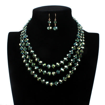Jewelry WholesaleWholesale ABS Plastic Glass Crystal Multilayer Necklace Earrings Set JDC-NE-TC288 Necklaces 腾层 %variant_option1% %variant_option2% %variant_option3%  Factory Price JoyasDeChina Joyas De China