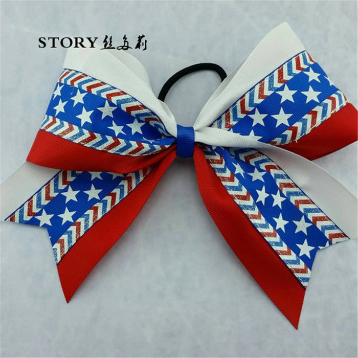 Wholesale 4th of July Independence Day Bow Ribbon Hair Tie MOQ≥2 JDC-HS-Yibaif002